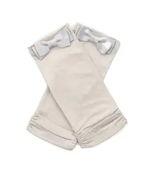 サテングログランリボン付きメッシュUVケアフィンガーレスショートグローブ/グレー