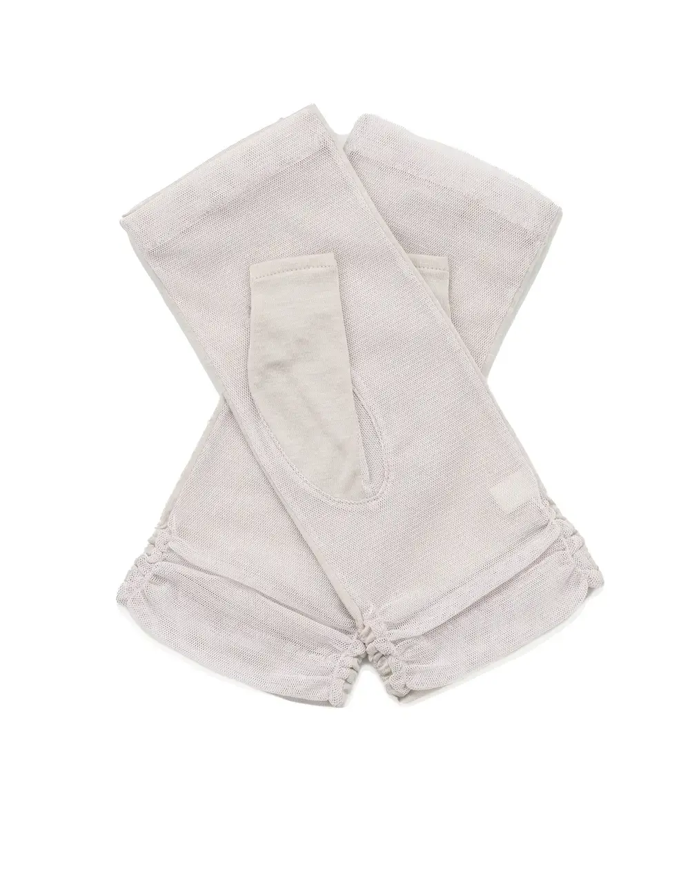 サテングログランリボン付きメッシュUVケアフィンガーレスショートグローブ/グレー