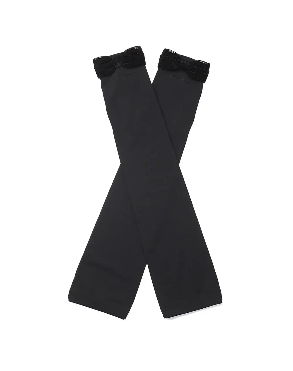 ベロアメッシュリボン付きUVケアフィンガーレスロンググローブ/ブラック