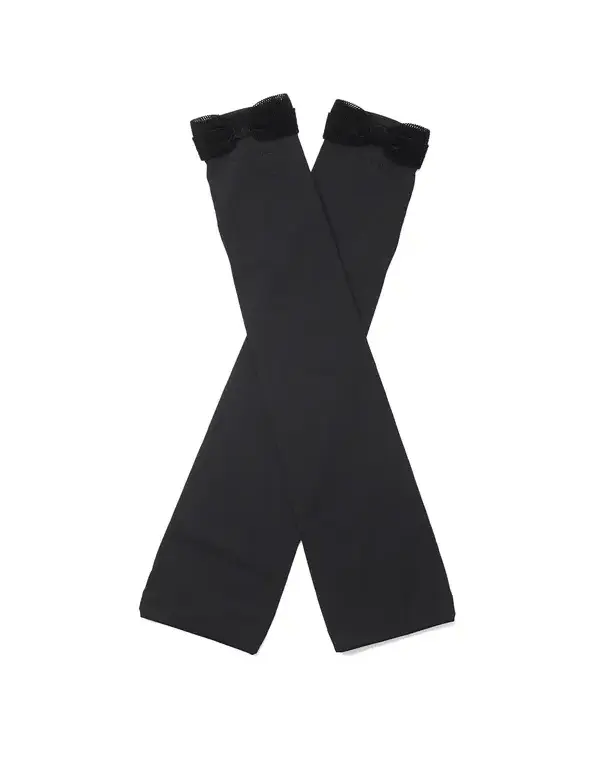 ベロアメッシュリボン付きUVケアフィンガーレスロンググローブ/ブラック