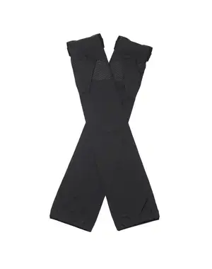 ベロアメッシュリボン付きUVケアフィンガーレスロンググローブ/ブラック