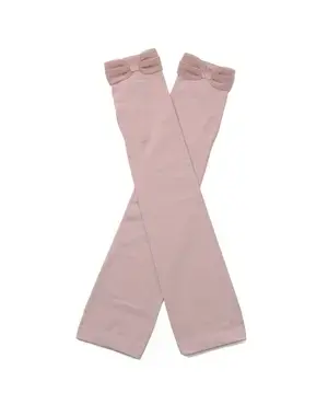 ベロアメッシュリボン付きUVケアフィンガーレスロンググローブ/ピンク