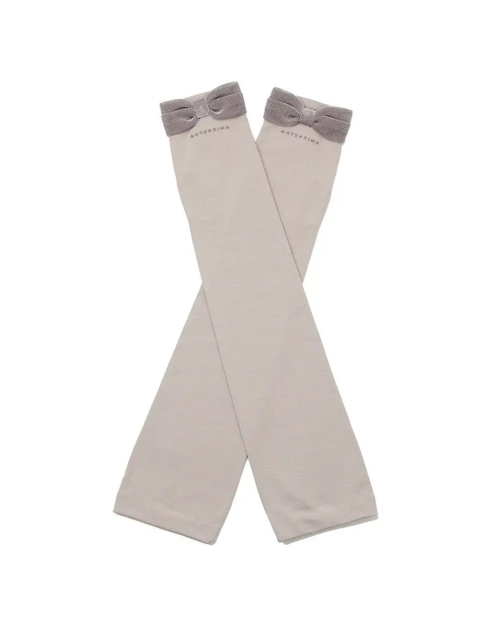 ベロアメッシュリボン付きUVケアフィンガーレスロンググローブ/グレージュ