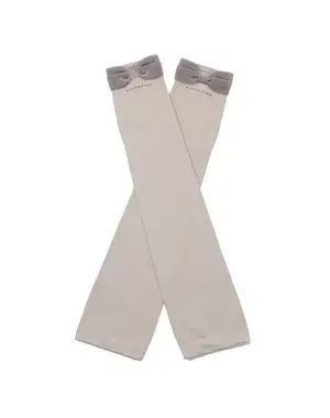 ベロアメッシュリボン付きUVケアフィンガーレスロンググローブ/グレージュ