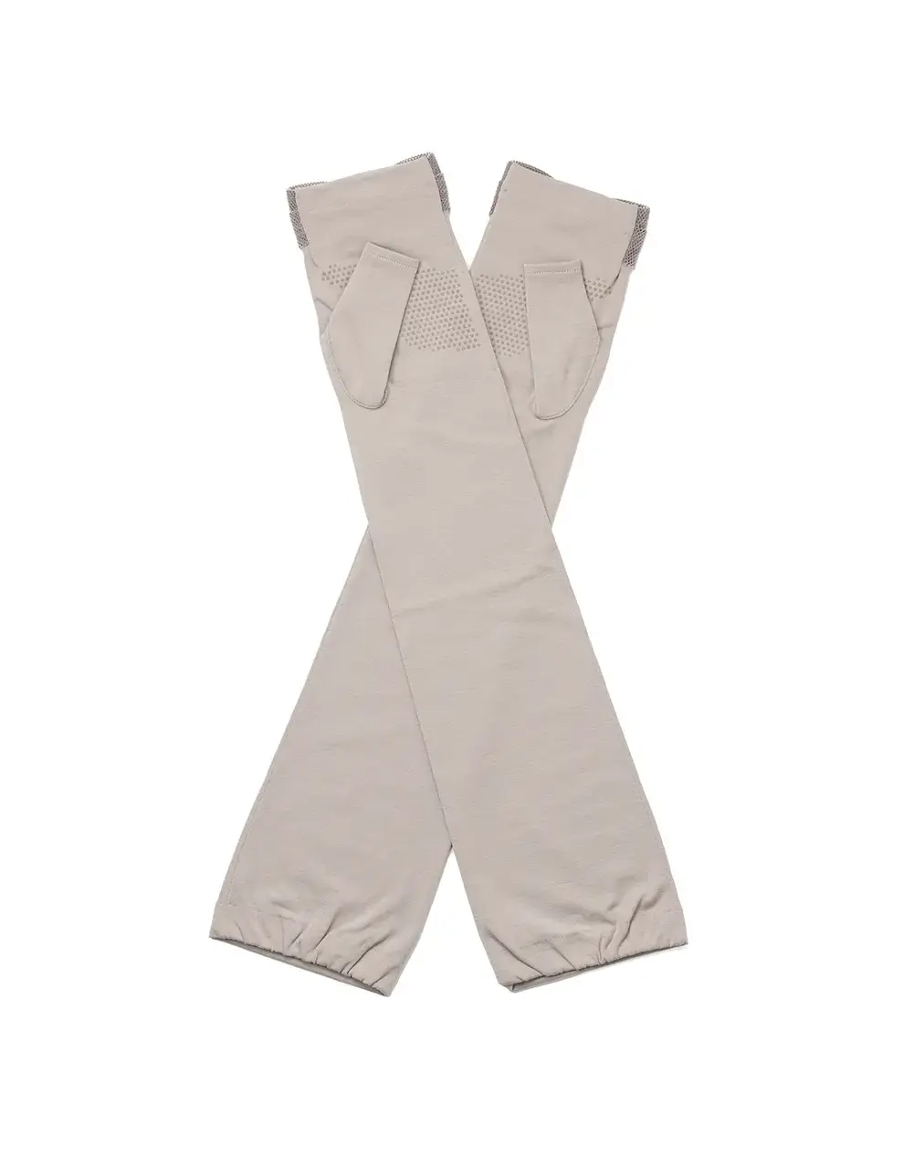 ベロアメッシュリボン付きUVケアフィンガーレスロンググローブ/グレージュ