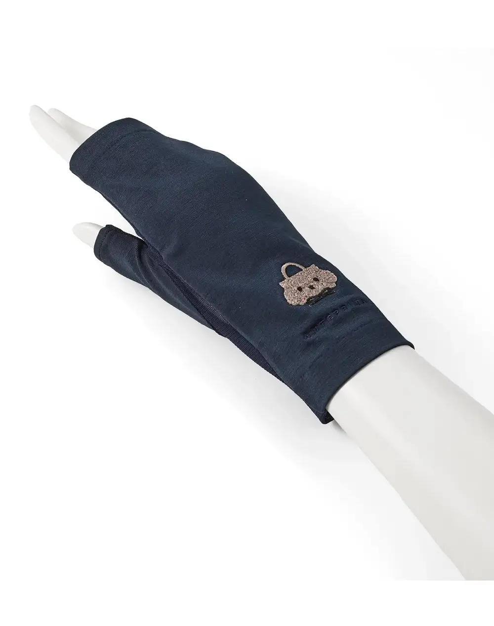 トイ・プードルモチーフUVケアフィンガーレスショートグローブ/ネイビー