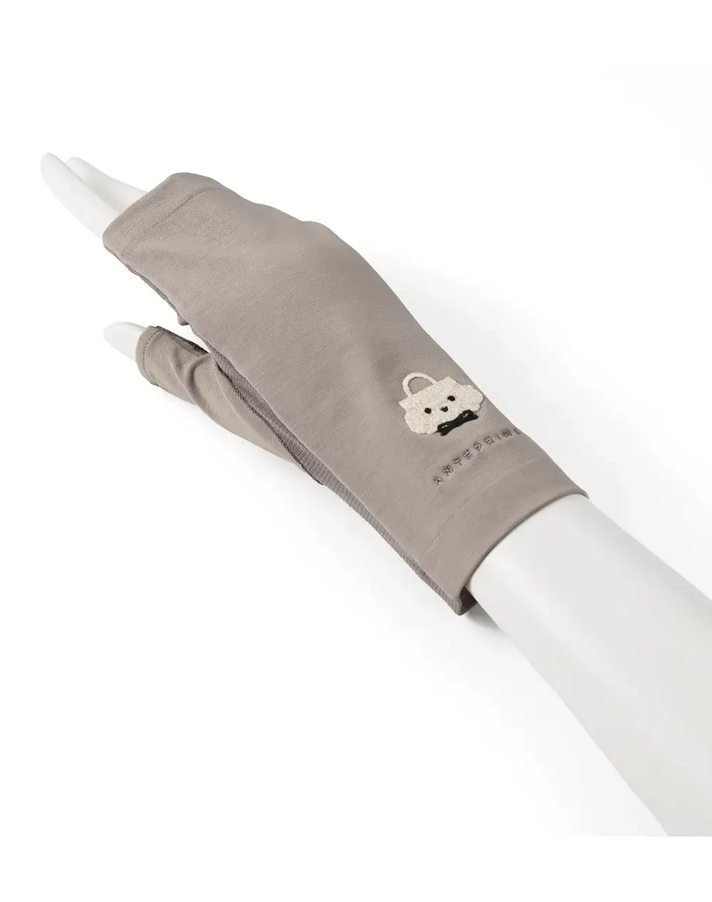 トイ・プードルモチーフUVケアフィンガーレスショートグローブ/グレージュ