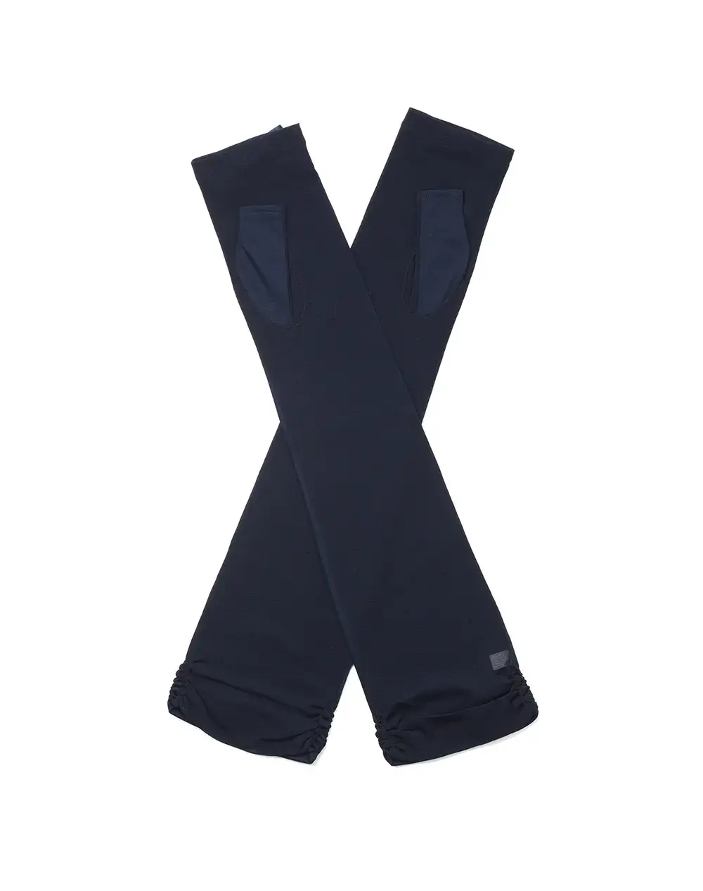 サテングログランリボン付きメッシュUVケアフィンガーレスロンググローブ/ネイビー