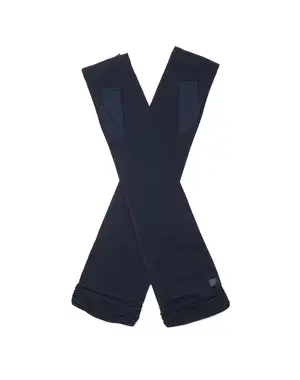 サテングログランリボン付きメッシュUVケアフィンガーレスロンググローブ/ネイビー