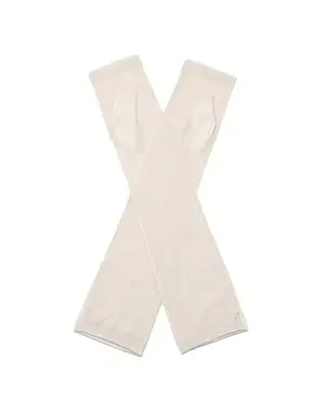 ラインストーンフィオーリモチーフ付きUVケアフィンガーレスロンググローブ/ベージュ