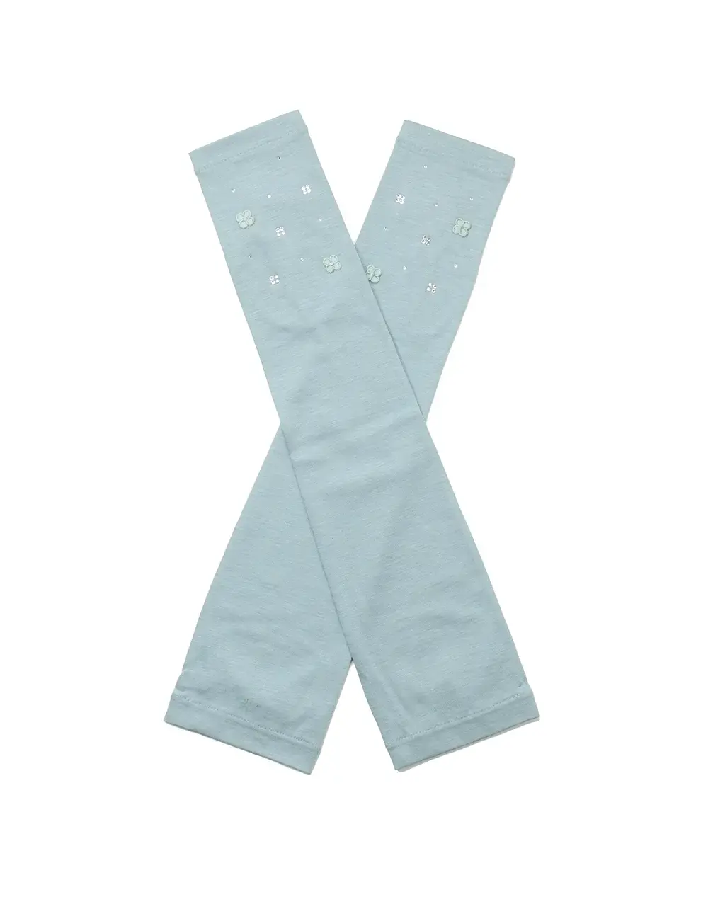 ラインストーンフィオーリモチーフ付きUVケアフィンガーレスロンググローブ/ブルー