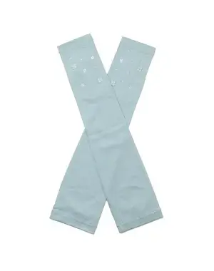 ラインストーンフィオーリモチーフ付きUVケアフィンガーレスロンググローブ/ブルー