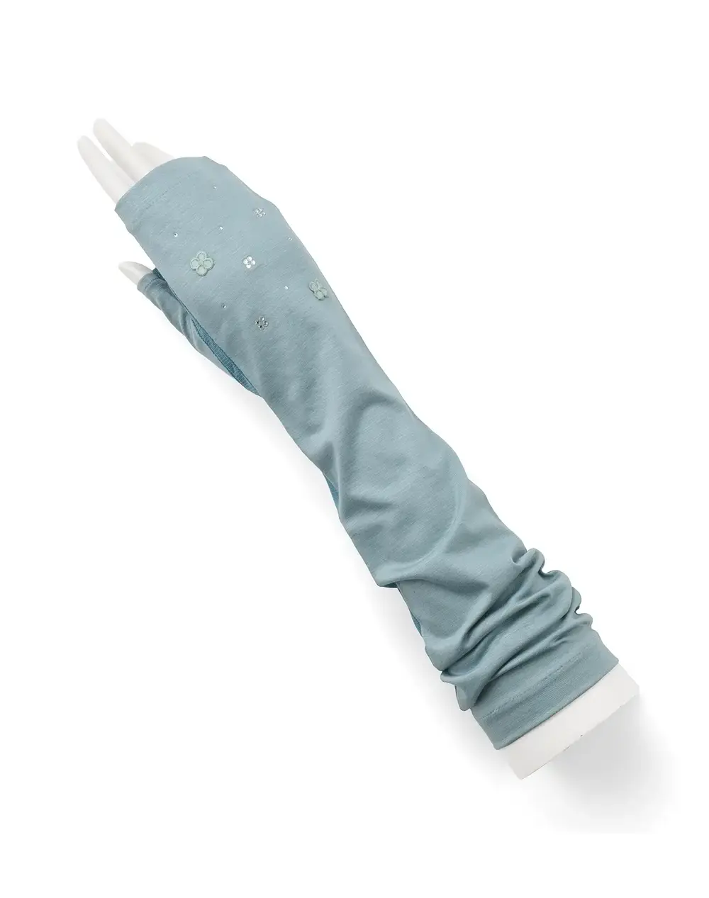 ラインストーンフィオーリモチーフ付きUVケアフィンガーレスロンググローブ/ブルー