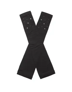 ラインストーンフィオーリモチーフ付きUVケアフィンガーレスロンググローブ/ブラック