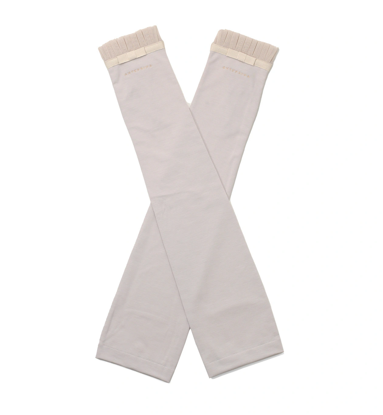 リボン付きメッシュUVケアフィンガーレスロンググローブ/ベージュ