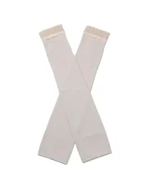 リボン付きメッシュUVケアフィンガーレスロンググローブ/ベージュ