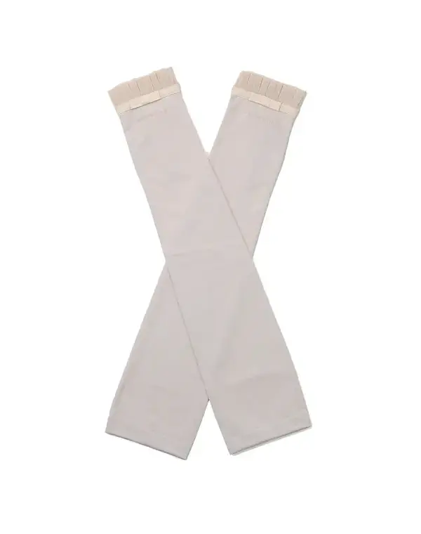 リボン付きメッシュUVケアフィンガーレスロンググローブ/ベージュ