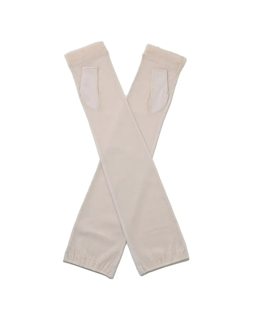 リボン付きメッシュUVケアフィンガーレスロンググローブ/ベージュ