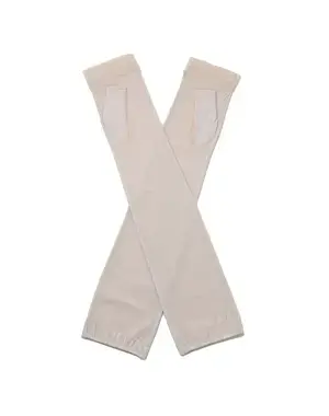 リボン付きメッシュUVケアフィンガーレスロンググローブ/ベージュ