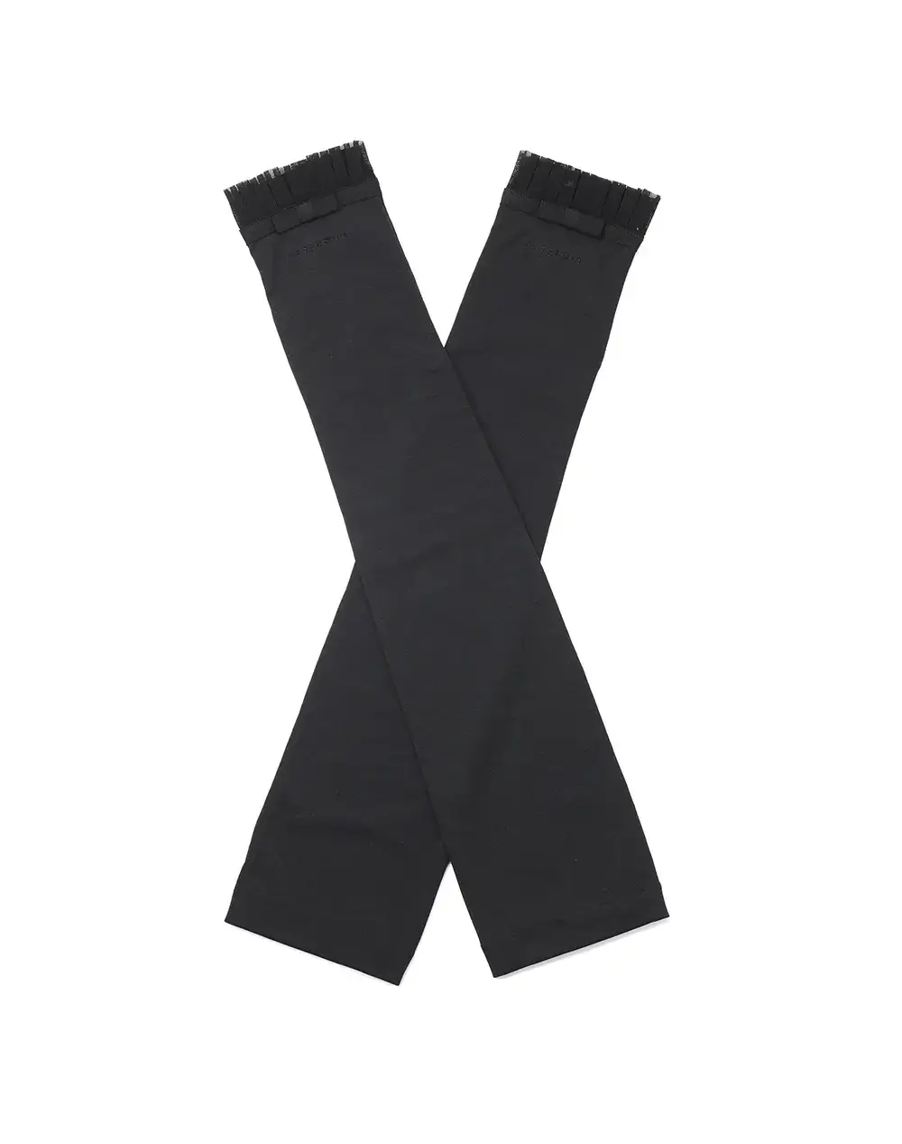 リボン付きメッシュUVケアフィンガーレスロンググローブ/ブラック