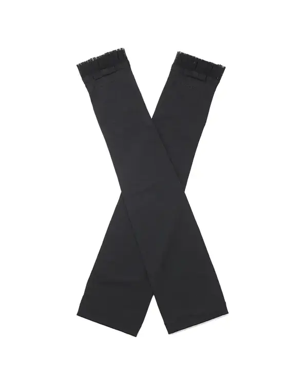 リボン付きメッシュUVケアフィンガーレスロンググローブ/ブラック