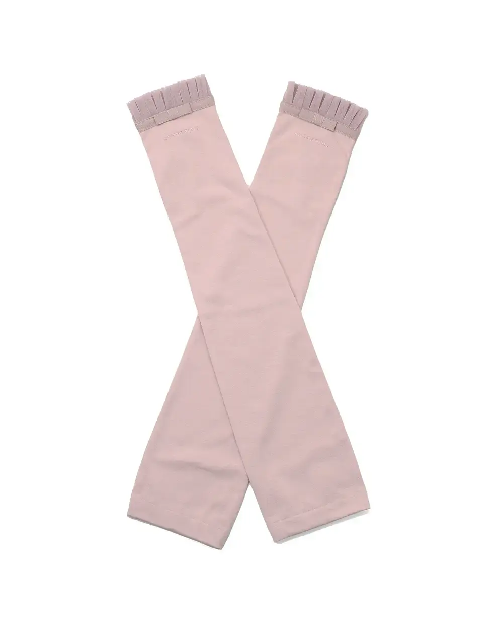 リボン付きメッシュUVケアフィンガーレスロンググローブ/ピンク