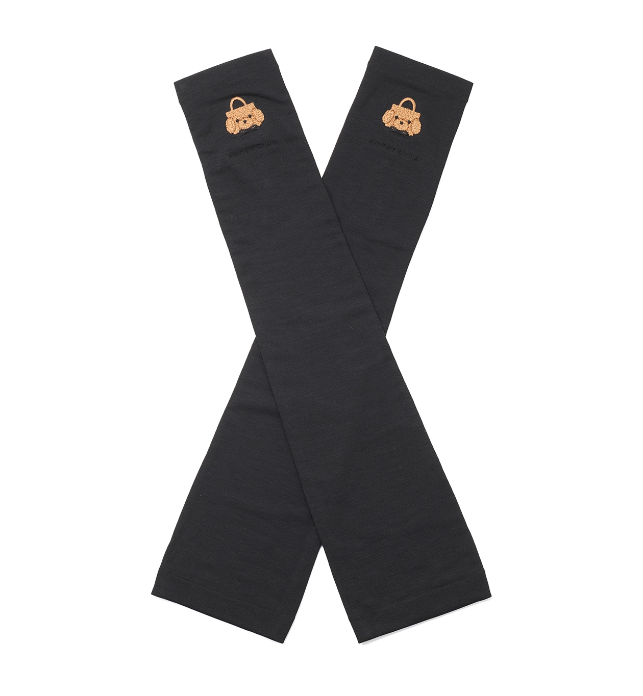 トイ・プードルモチーフUVケアフィンガーレスロンググローブ/ブラック