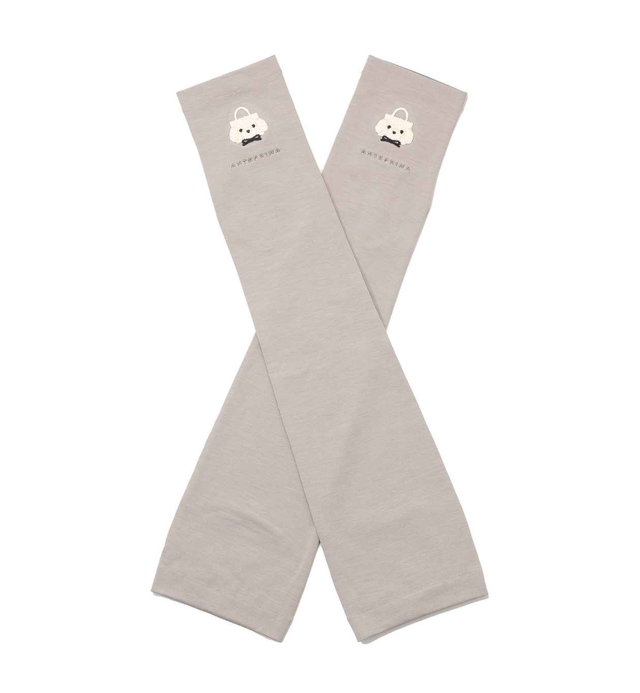 トイ・プードルモチーフUVケアフィンガーレスロンググローブ/グレージュ