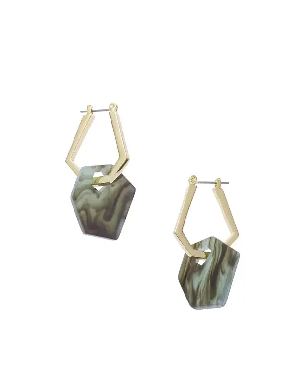 ジオメトリック ピアス/グリーン