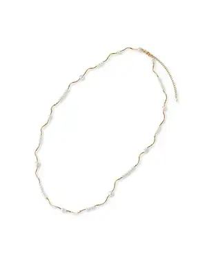 【50%OFF】ウェーブパールロングネックレス/ゴールド
