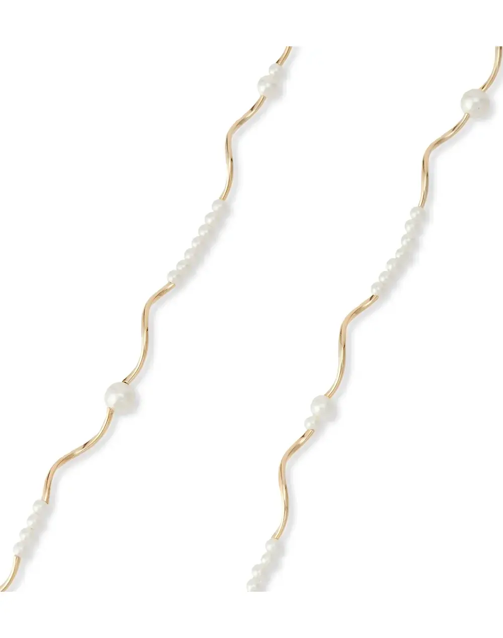 【50%OFF】ウェーブパールロングネックレス/ゴールド