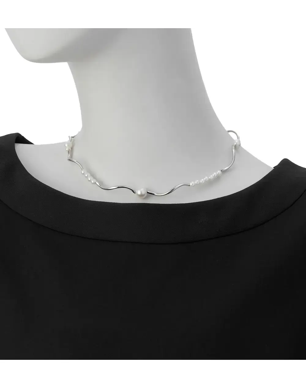 【50%OFF】ウェーブパールショートネックレス/シルバー