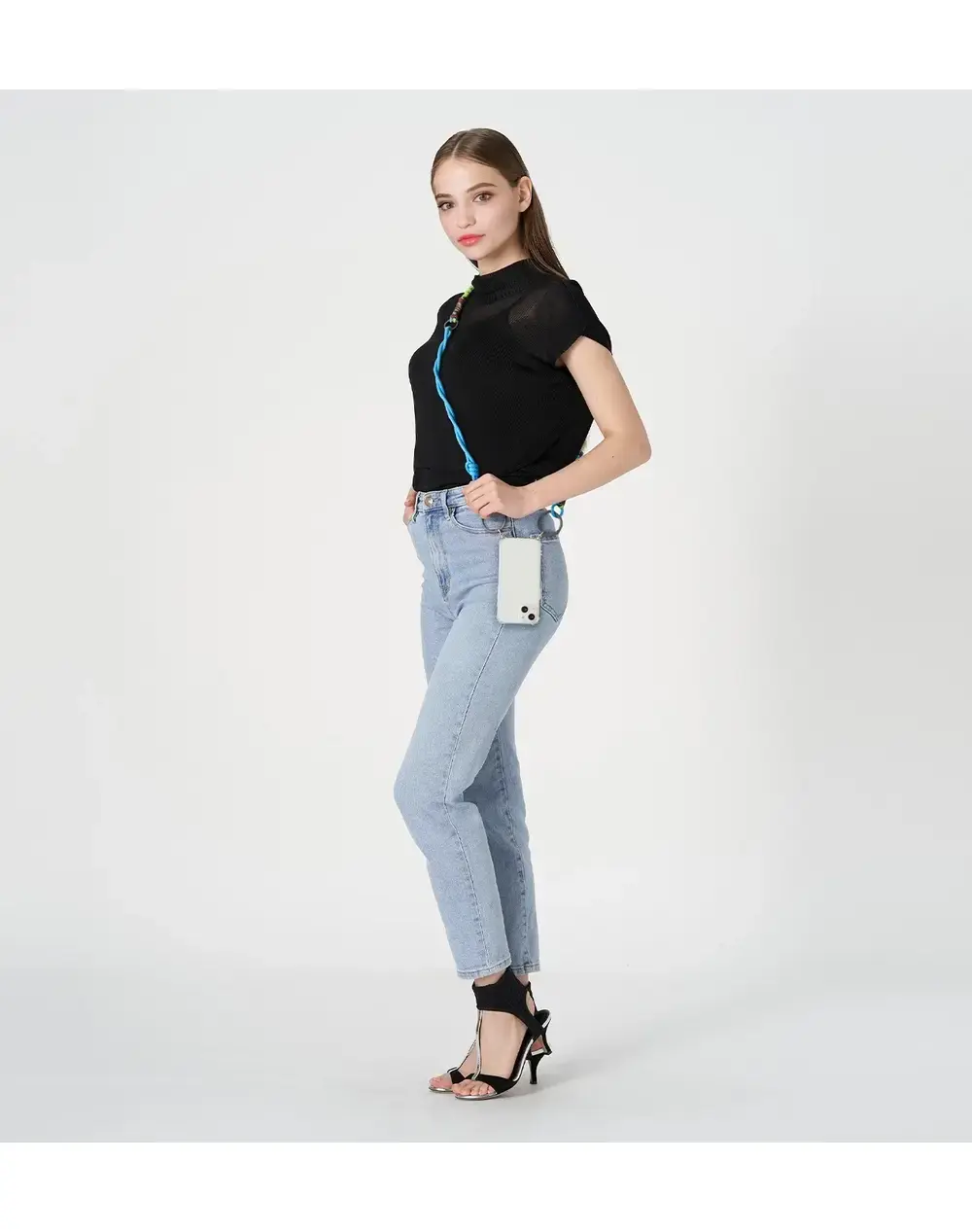 ワイヤーストラップ/マットスカイブルー×エナメルグレー