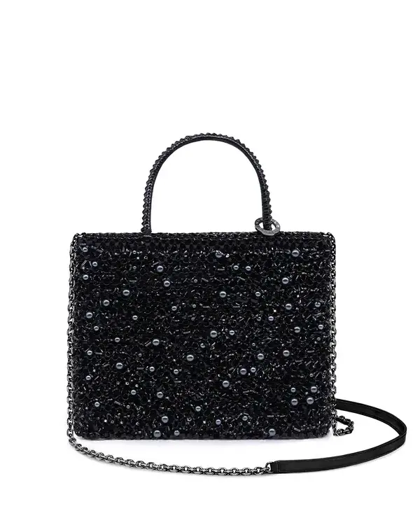 ペルラ グリッター/スクエア ミディアム/エナメルブラック【オンラインストア先行販売商品】