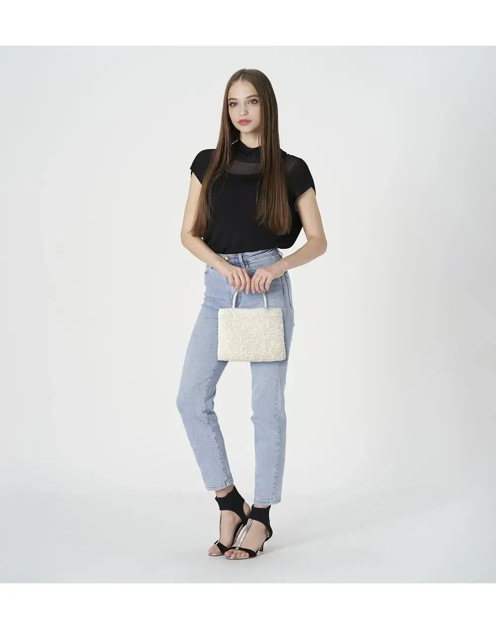 ペルラ グリッター/スクエア ミディアム/オーロラホワイト