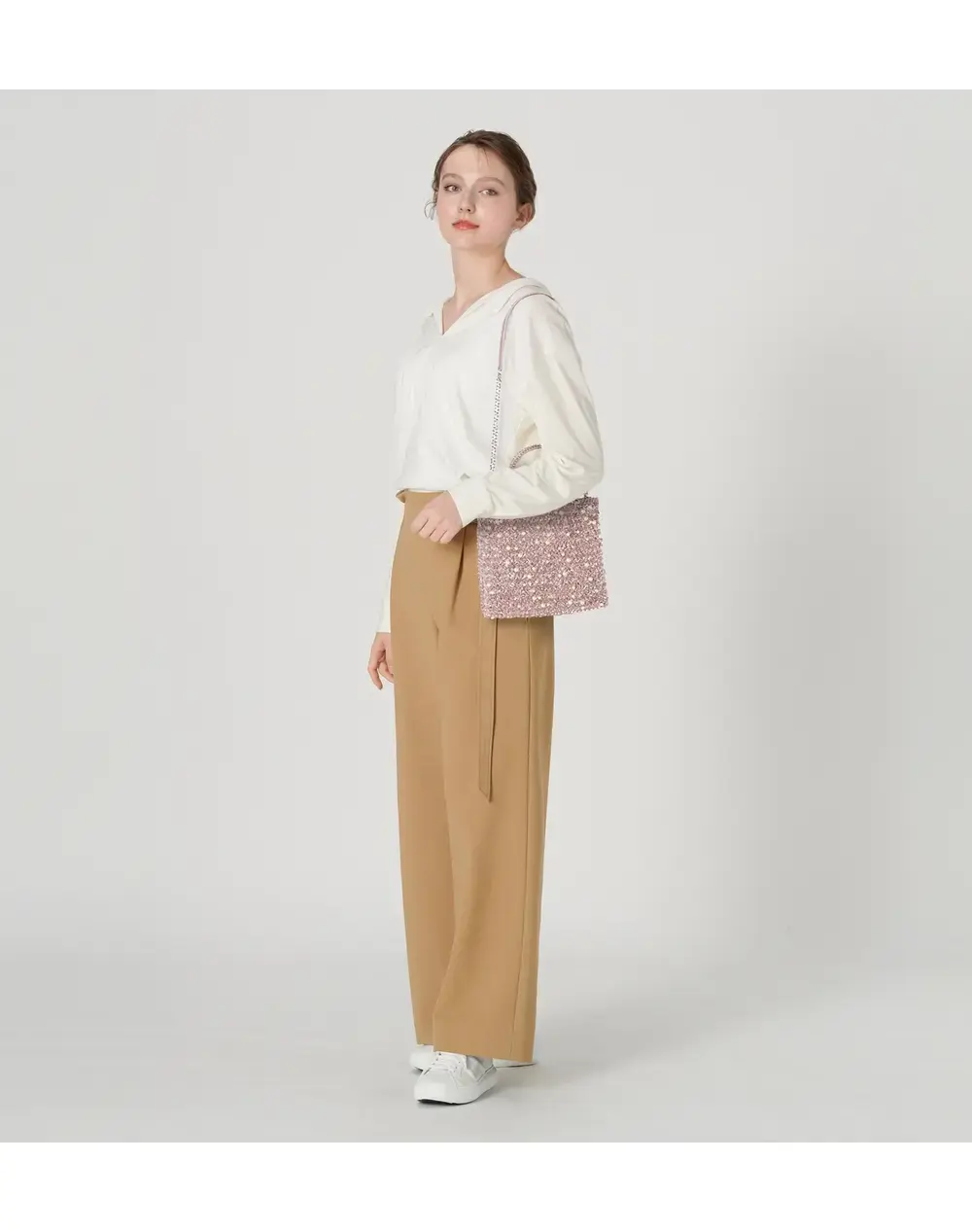 ペルラ グリッター/スクエア ミディアム/フラミンゴシルバー