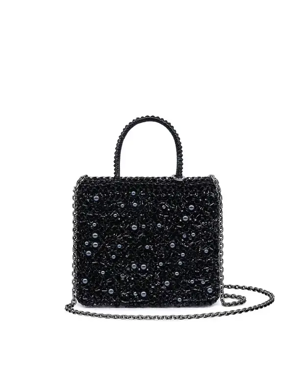 ペルラ グリッター/スクエア スモール/エナメルブラック【オンラインストア先行販売商品】