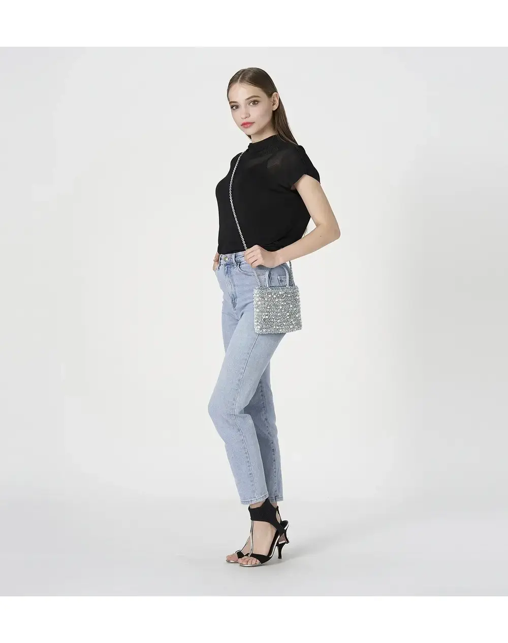 ペルラ グリッター/スクエア スモール/ブルーシルバー