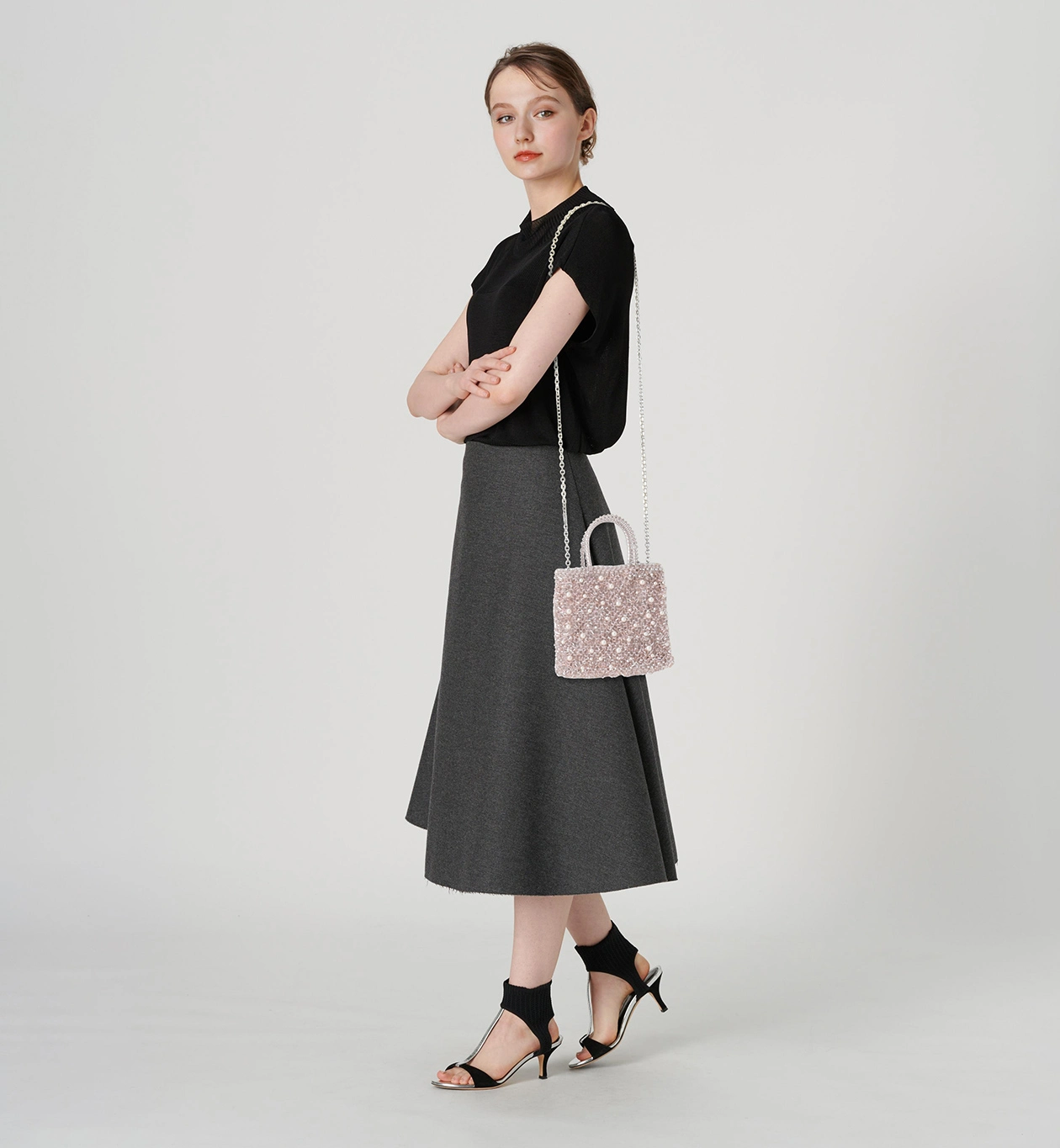 ペルラ グリッター/スクエア スモール/パウダリーピンクシルバー