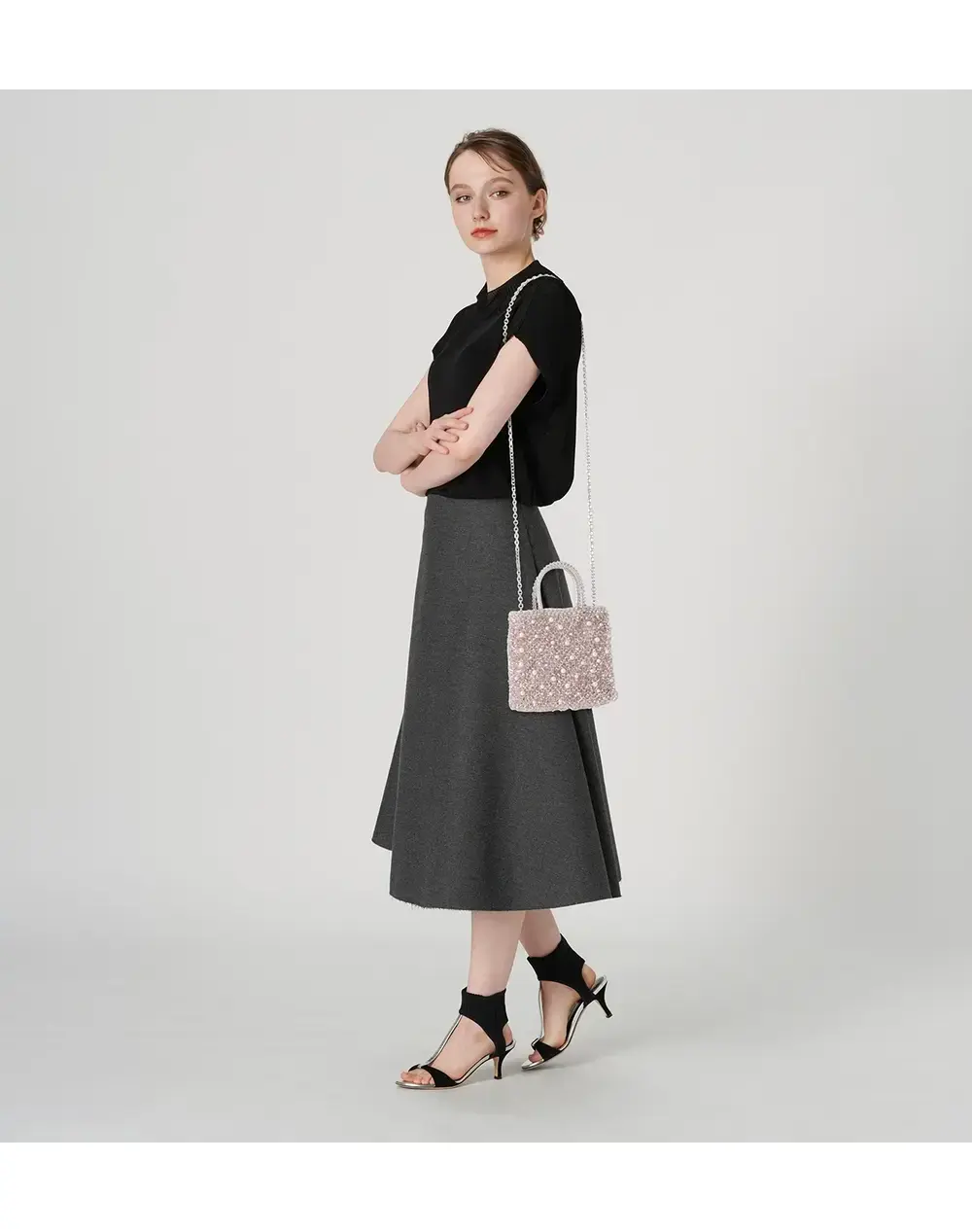 ペルラ グリッター/スクエア スモール/パウダリーピンクシルバー