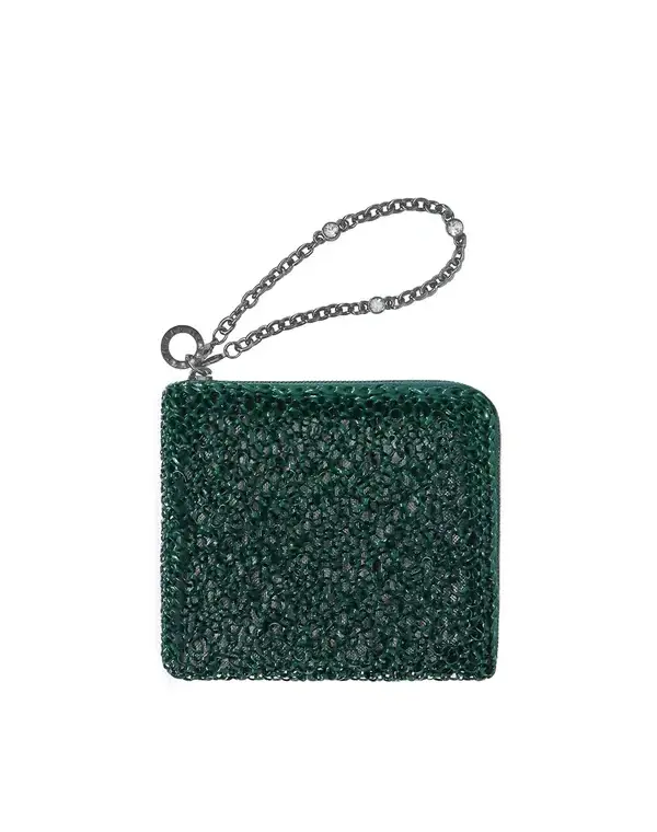 ポルタフォーリオ/Lラウンドウォレット/エナメルフォレストグリーン