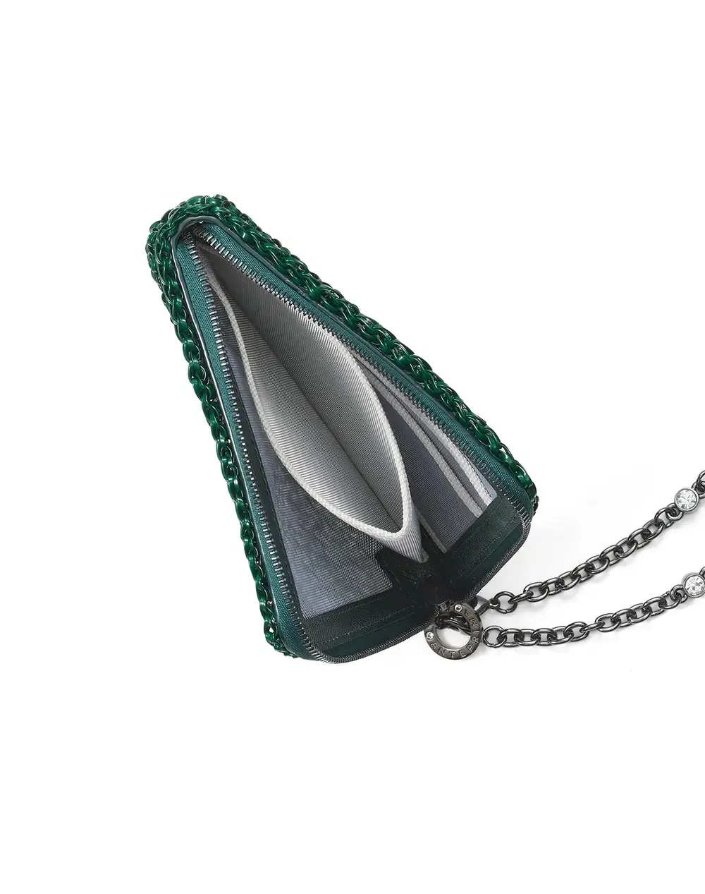 ポルタフォーリオ/Lラウンドウォレット/エナメルフォレストグリーン